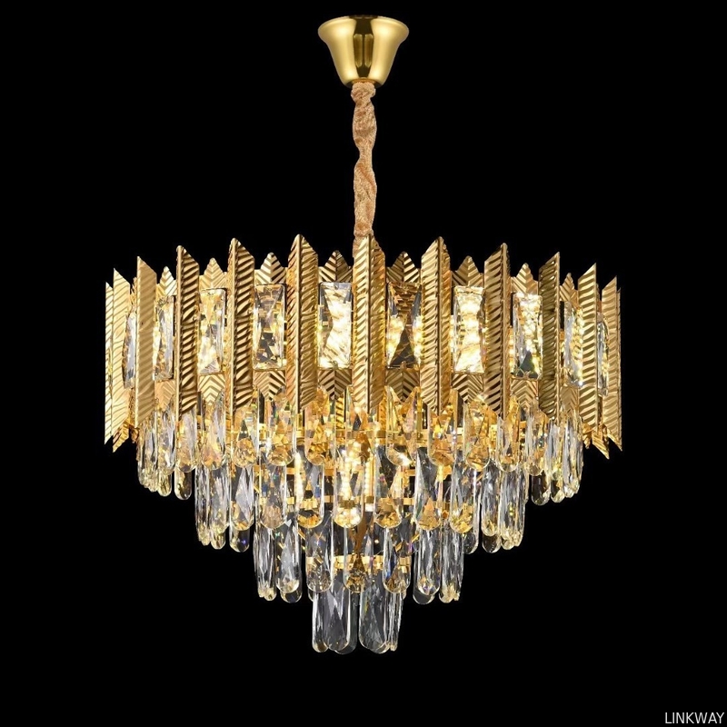 Wholesale   Retractable Crystal Chandelier Ceiling Fan With Light And Remote Control