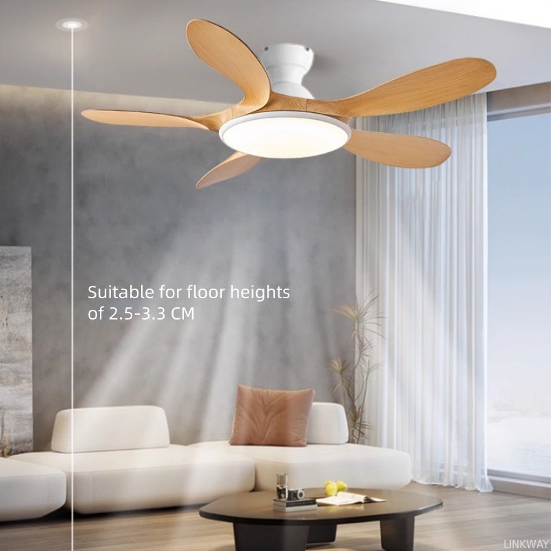 Wholesale factory Classic 42'' Flush Mount Wood Ceiling Fan With 5 Blades 20cm Tall Hugger Pattern Remote Control