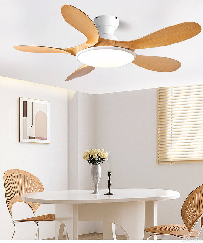 Wholesale factory Classic 42'' Flush Mount Wood Ceiling Fan With 5 Blades 20cm Tall Hugger Pattern Remote Control