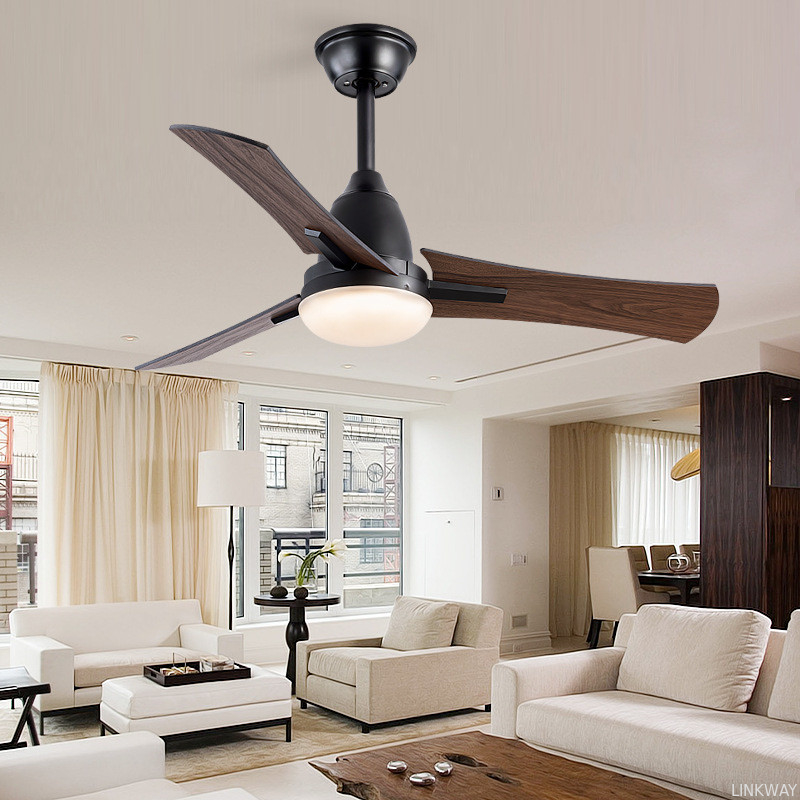 Wholesale   42 Inch High Power 3 Blades Wooden Ceiling Fan With Light And Remote Control
