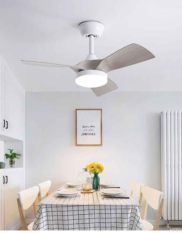 32 Inch Simple Frequency Wooden Blade Ceiling Fan Conversion Nordic Home Fan Light