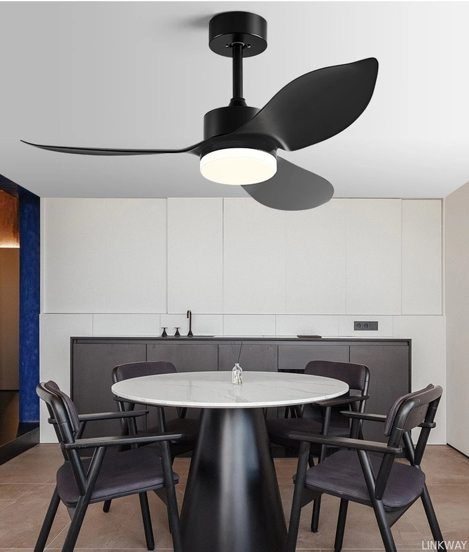 Manufacture High Quality ABS 3 Blade 48 Inch Frequency Conversion Led Ceiling Fan With Light Strap Remote Control
