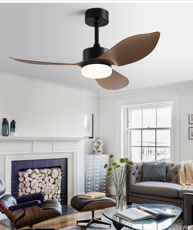 Manufacture High Quality ABS 3 Blade 48 Inch Frequency Conversion Led Ceiling Fan With Light Strap Remote Control