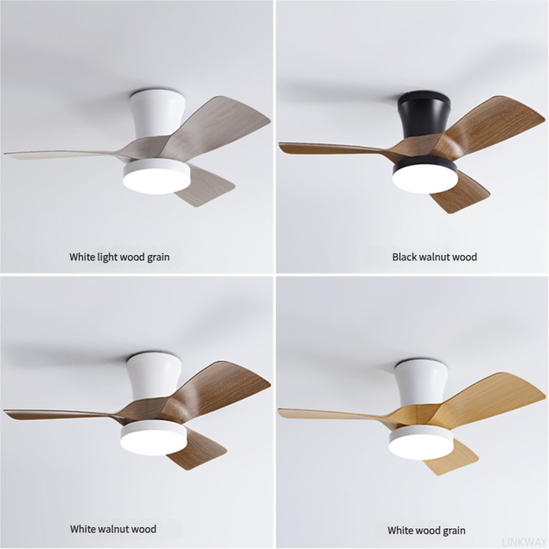 Manufacturer 32 Inch Simple Frequency Wooden Blade Ceiling Fan Conversion Nordic Home Fan Light