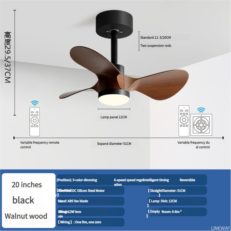 Wholesale factory 20 Inch Small Ceiling Fan Light American Retro Silent Electric Fan Pendant Light