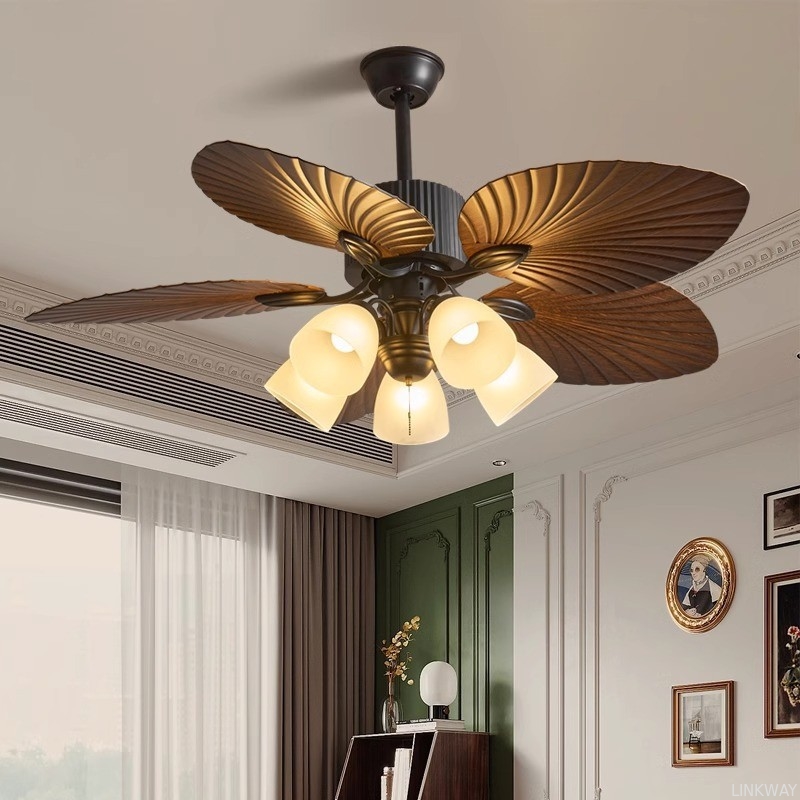 Factory New Product Home Decorative 52 Inch ABS 5 Blades Palm Leaves Household Remote Control Bldc Ceiling Fan