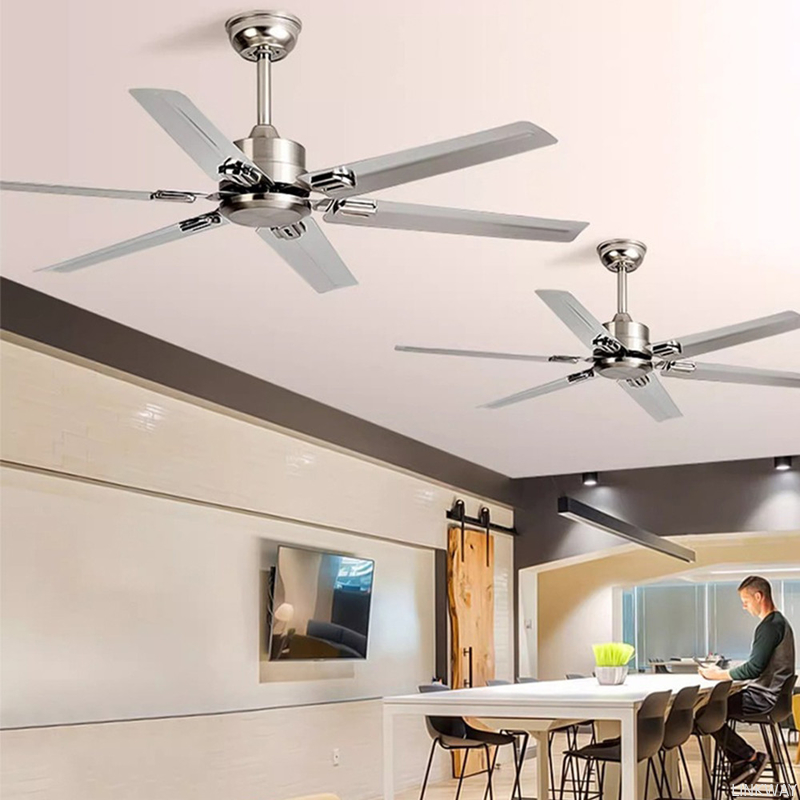 Manufactory NEW Style 48 52 56 Inches Dc Ac Modern Indoor Energy Efficient Stainless Steel / Wood Blades Ceiling Fan With Led Light