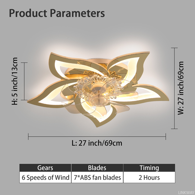 Wholesale factory 27.2 Inches Modern Style OEM ODM 50W LED Ceiling Fan Lights with Remote for Bedroom Living Room / Dining Room