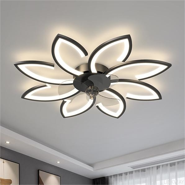 Wholesale factory Fashion Art Multi-head Petal Inverter Fan Light For Living Room Bedroom