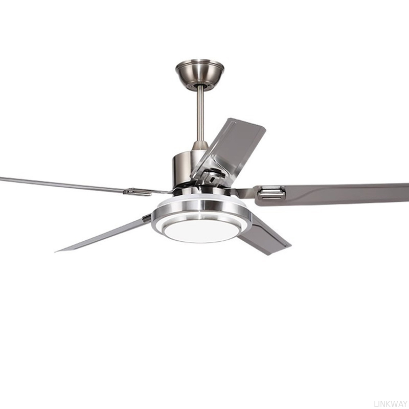 Wholesale factory Wooden Ceiling Fan Light Fixtures Remote LED 52 Brushed Nickel Bedroom Living Room