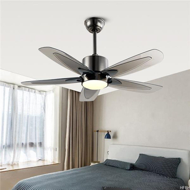 Modern Minimalist Tri-Color ABS Industrial Hanging Fan Light Big Wind AC Motor Remote Control Iron For Living Dining Room LED