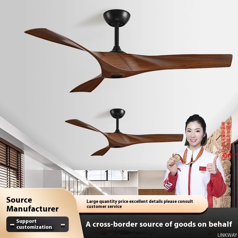 Wholesale Factory Large Modern Retro Industrial Ceiling Fan for Dining Living Room Variable Frequency Mute Remote Control Non-Light LED Plastic
