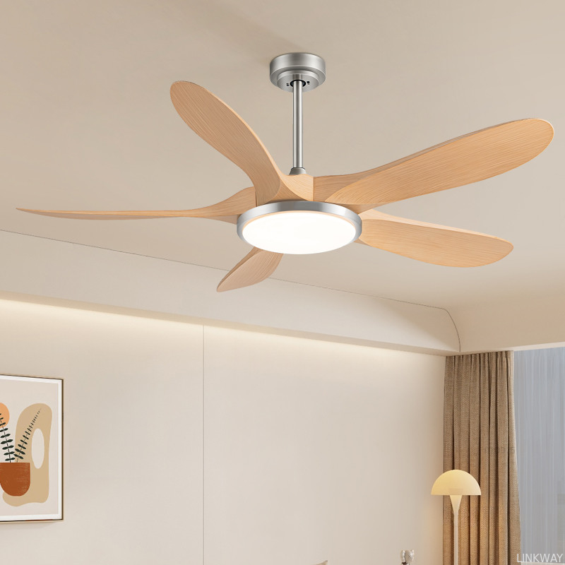 Manufacturer 56-Inch Modern Ceiling Fan With 5 ABS Blades And Iron Lamp Body DC Motor Remote Control For Living Room