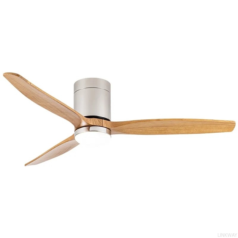 Manufacturer LED Ceiling Fan Manufacture 52 Inches Wooden Blades Nickel Led Lighting Ceiling Fan