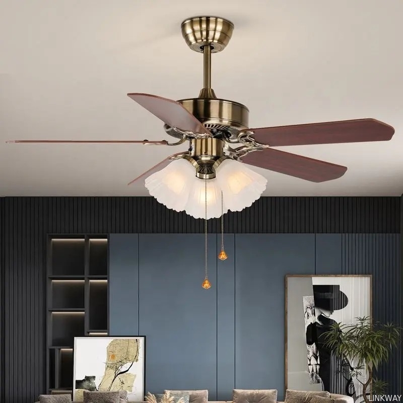 Factory Decorative Lighting Ceiling Fan 5 Blades Restaurant 220V Ceiling Fan Light