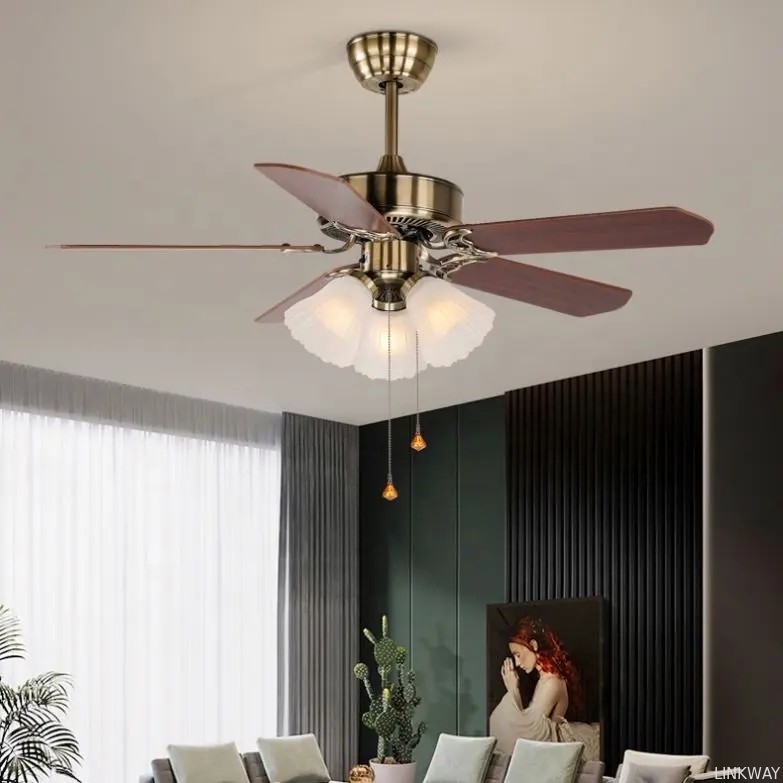 Factory Decorative Lighting Ceiling Fan 5 Blades Restaurant 220V Ceiling Fan Light