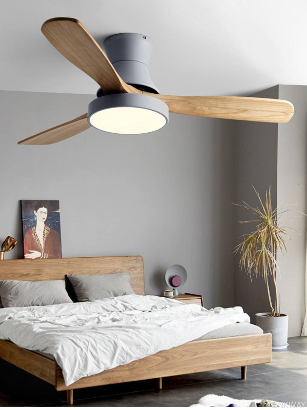 Factory Modern Nordic Fancy 3 Wooden Blades 42 Inches Energy Saving Dc Motor Decorative Led Ceiling Fan