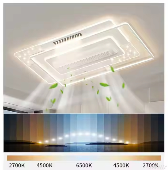Wholesale   Luxury Fan Light Square Bedroom 6 Speeds Decorative Recessed Smart Bladeless Ceiling Fan With Light for Living Room Bedroom