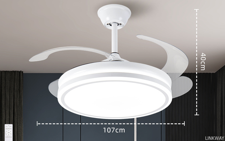 Factory 42 Inch Modern Indoor Decorative Retractable Ceiling Fan with LED Light Reversible DC Motor 3 Blades