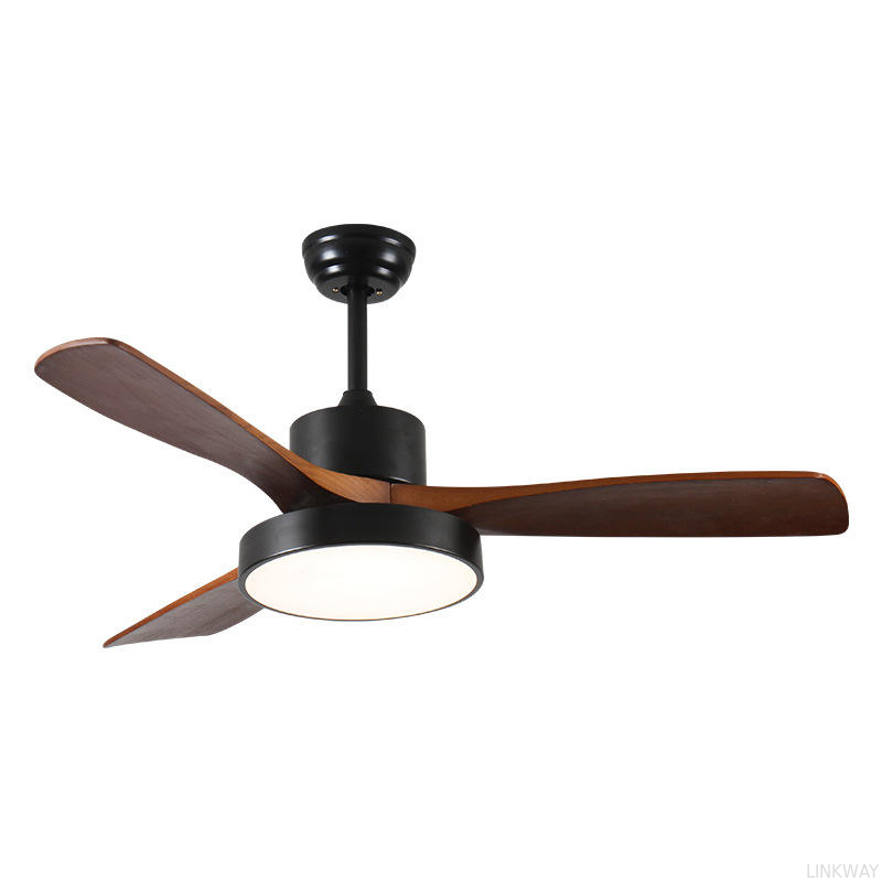 Wholesale factory 35 Inch Small Solid Wood Blades Indoor Remote Control Led Ceiling Decorative Fan with Light