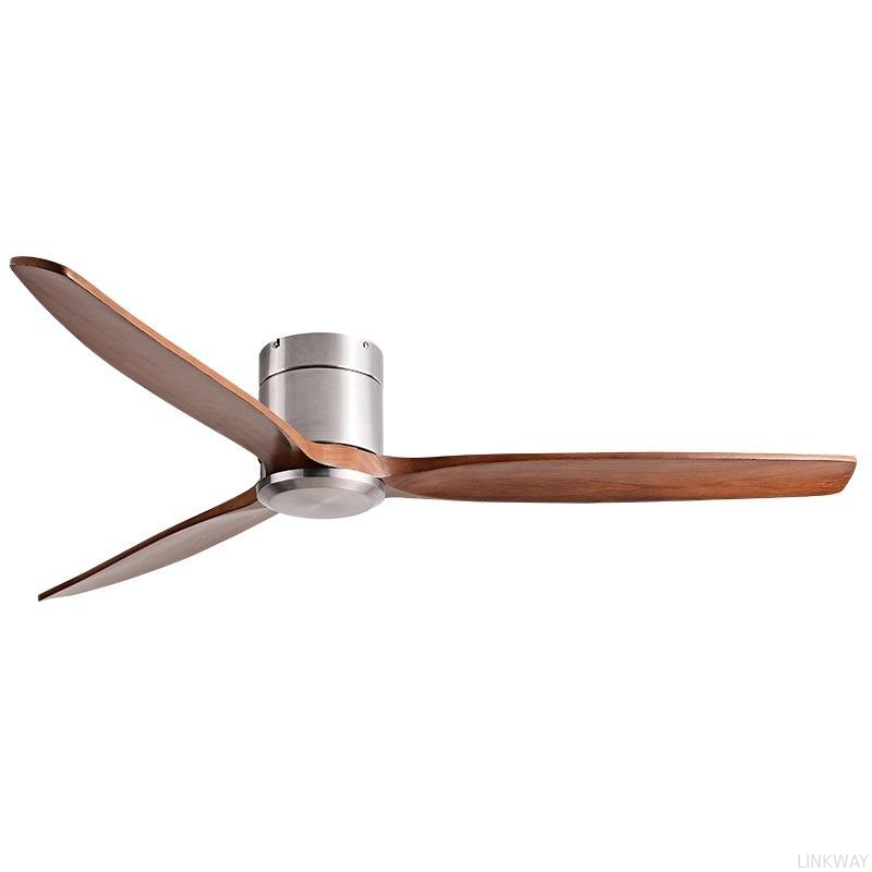 Manufacturer Smart Ceiling Fan Flush Mount Smart Remote Control 3 Wooden Blades Ceiling Fan