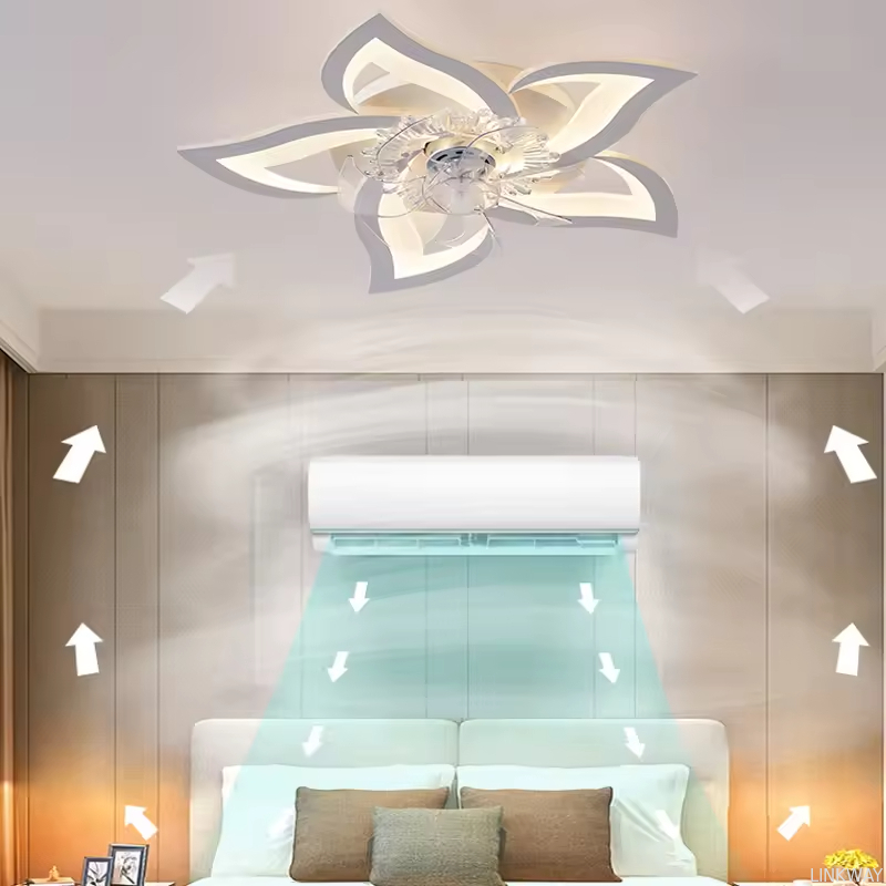 Wholesale factory Intelligent Lighting, Modern Indoor Surface Mounted Flower Lights, Kitchen Bedroom Living Room LED Ceiling Fan Lights