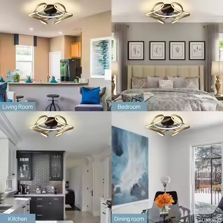 Manufacturer Ceiling Fan Light Bedroom Light Fan Integrated Restaurant Ceiling Lights Creative Modern Invisible Fan Chandelier