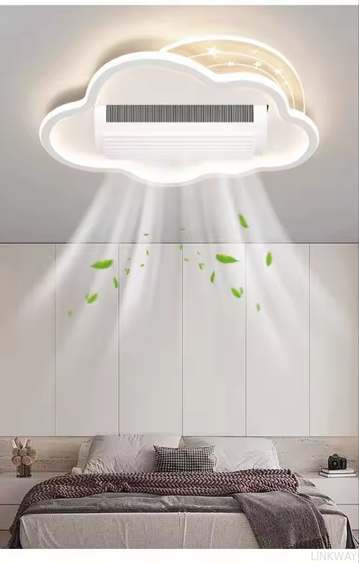 Wholesale factory Modern LED Silent Fan Lights Remote Control Three-Color Strong Wind Anti-Flicker No Blades Living Room Bedroom Dining Room Fan Lamp