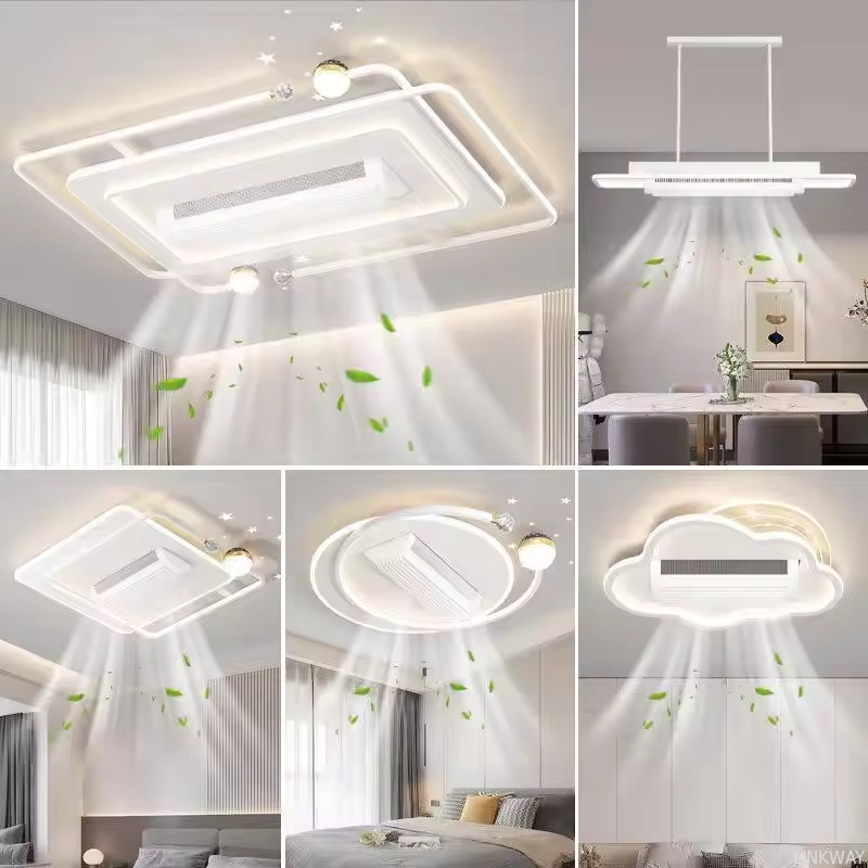 Wholesale factory Modern LED Silent Fan Lights Remote Control Three-Color Strong Wind Anti-Flicker No Blades Living Room Bedroom Dining Room Fan Lamp