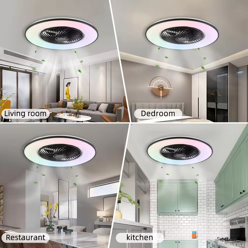 Wholesale factory Luxurious 48W RGB LED Ceiling Fan Smart Light Modern Remote App Wi-Fi / Music Control Modern Ceiling Fan LED