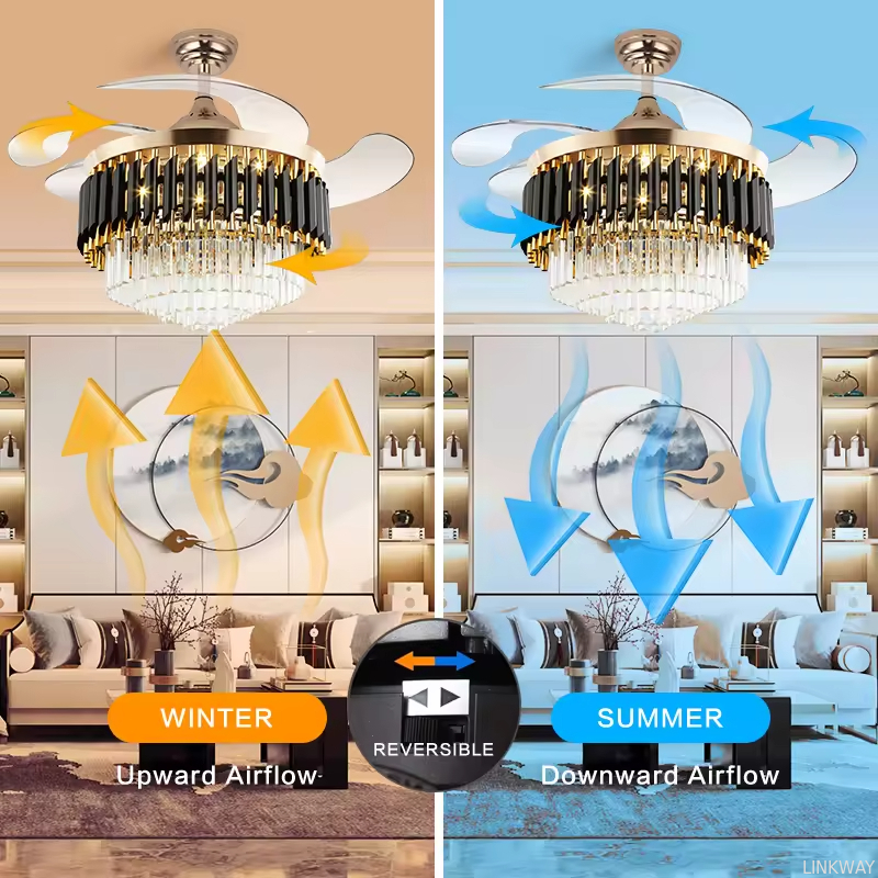 wholesale   Smart Chandelier Ceiling Light and Fan Luxury Bedroom Crystal Chandelier Ceiling Led Fan Light Luxury Ceiling Fan Led with Light