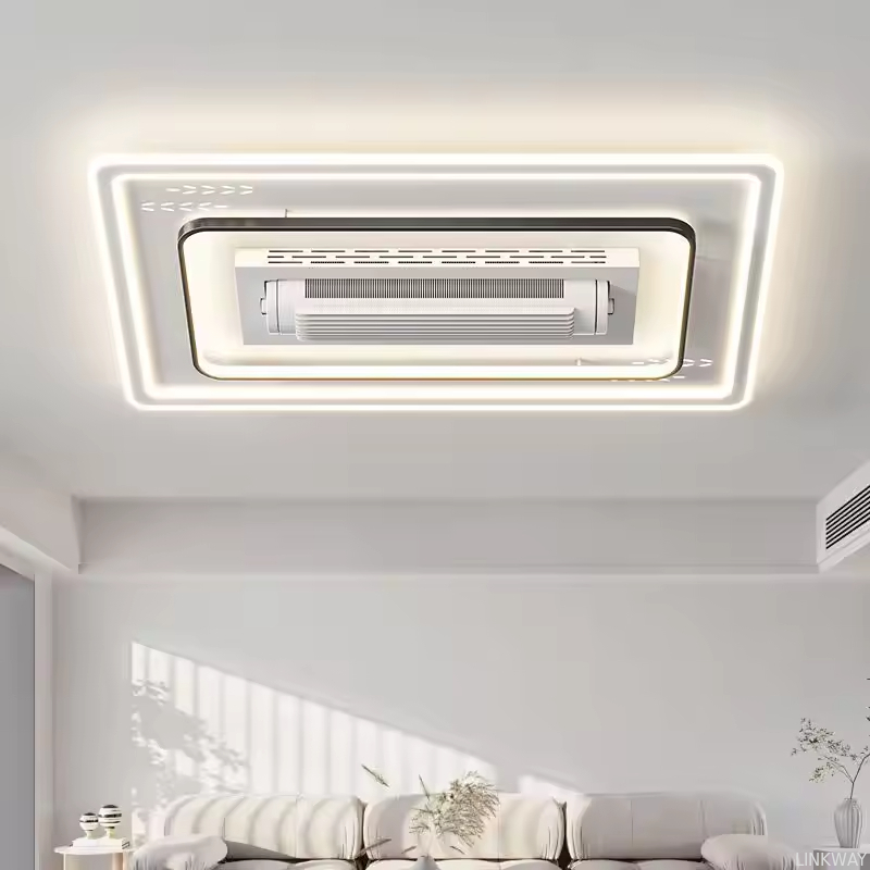 Wholesale   Modern Bladeless LED Lighting Iron Body Air Conditioner for Living Room & Bedroom High-Silent AC Motor Remote Control Switch