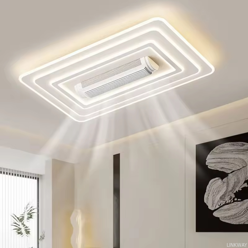 Wholesale   Modern Bladeless LED Lighting Iron Body Air Conditioner for Living Room & Bedroom High-Silent AC Motor Remote Control Switch