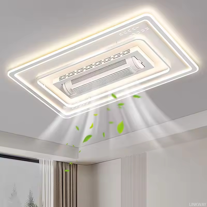 Wholesale   Modern Bladeless LED Lighting Iron Body Air Conditioner for Living Room & Bedroom High-Silent AC Motor Remote Control Switch