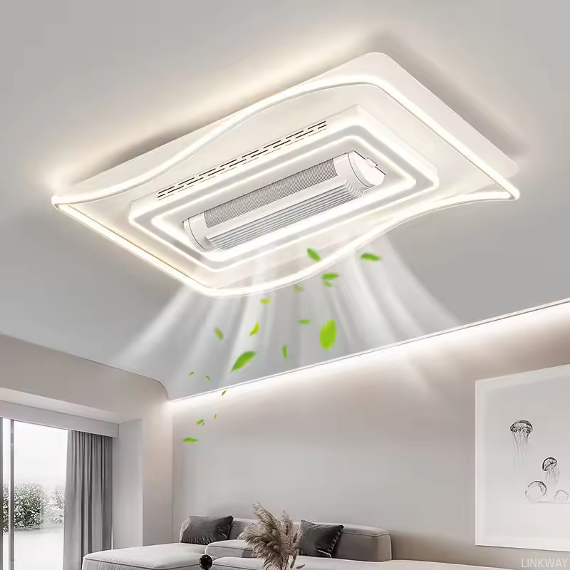 Wholesale   Modern Bladeless LED Lighting Iron Body Air Conditioner for Living Room & Bedroom High-Silent AC Motor Remote Control Switch