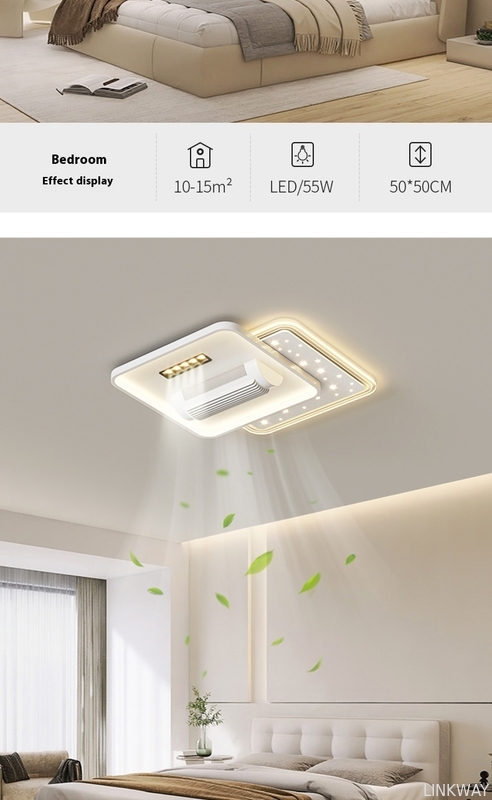 Wholesale factory English Voice Control LED Ceiling Fan Light Living Room Leafless Bedroom Soft Wind Invisible Fan Light Mute Eye