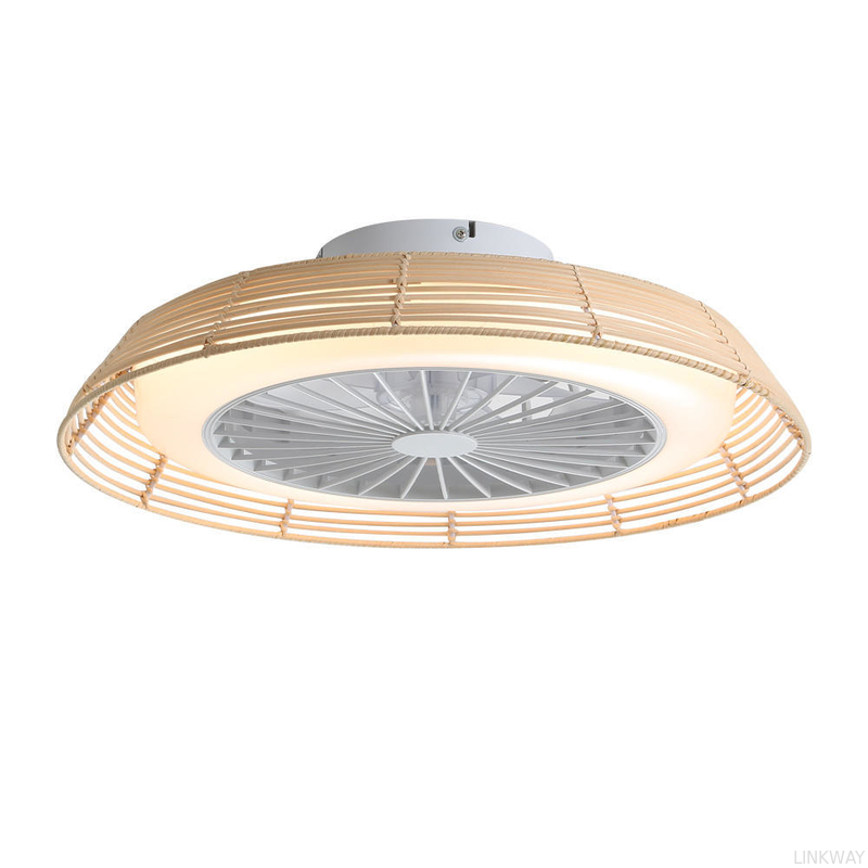 Wholesale factory 18 Inch Rattan Caged Fan Light Smart Tuya APP Control Ventilador Modern LED Ceiling Fan With Remote Control