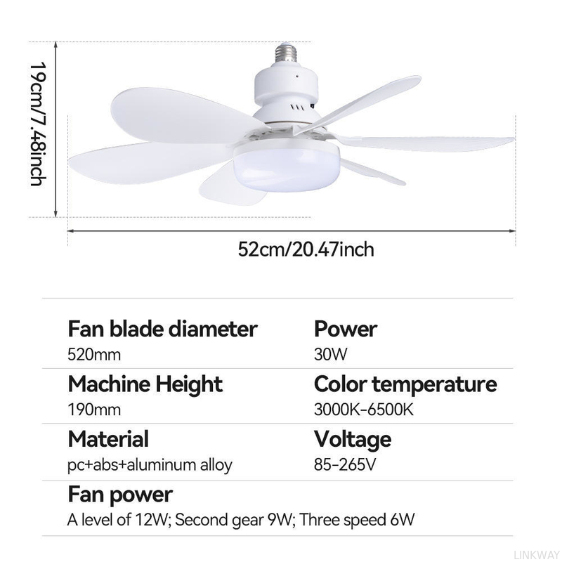 Wholesale   Modern LED Fan Light E27 Remote Control 3 Colors Changeable Strong Wind Speed 52CM 32W AC85-265V Ceiling Fan Light for Bedroom
