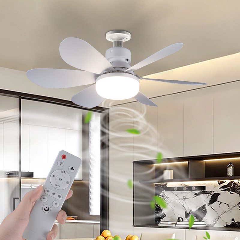 Wholesale   Modern LED Fan Light E27 Remote Control 3 Colors Changeable Strong Wind Speed 52CM 32W AC85-265V Ceiling Fan Light for Bedroom