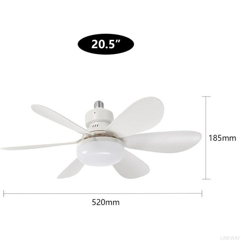 Wholesale   Socket Fan Light with Remote E27 Base 20.5'' Small Screw in Ceiling Fans with Lights 3 Speeds and 3 Color Dimmable Fan Light Bulb