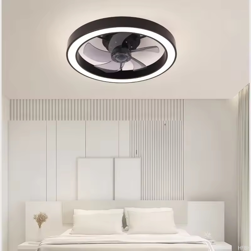 20 Inch Fan Light Deluxe Black and White Model Simple Dimmable 5 Blade Ceiling Fan Light Remote Control