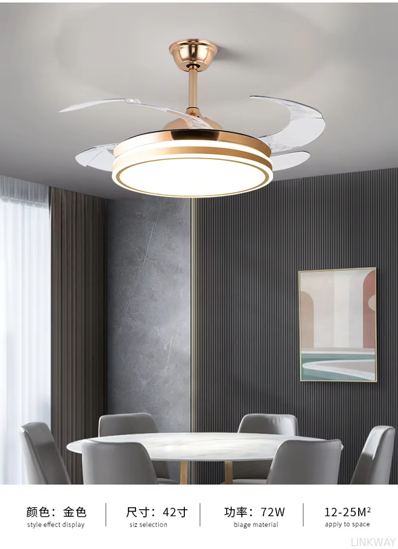 Wholesale    Modern LED Ceiling Fan Light for Home and Restaurant Bluetooth Mute Simple Invisible Iron Chandelier 220V