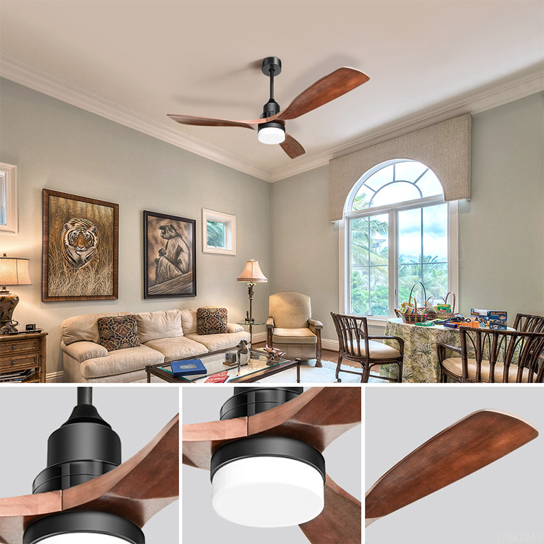 Manufacturer Single Decoration Silence Wood Electric Remote Dc 52 Inch Ceiling Fan