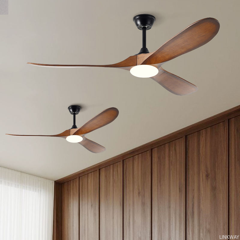 Factory New Style Nordic Luxury 52 Inch Solid Wooden 3 Blade Modern Dc Motor Mute Ceiling Fan Light Large Ceiling Fan