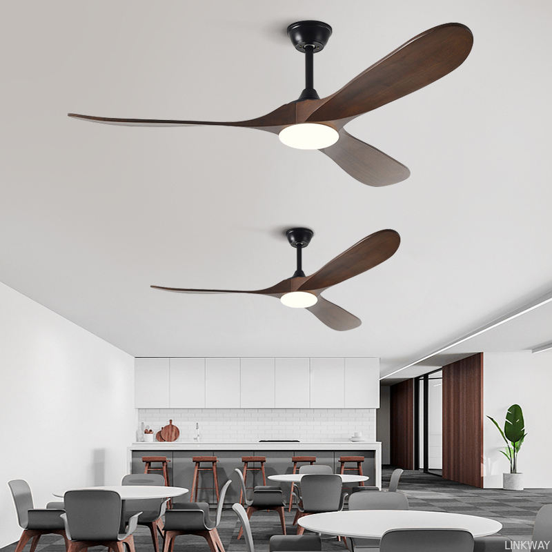 Factory New Style Nordic Luxury 52 Inch Solid Wooden 3 Blade Modern Dc Motor Mute Ceiling Fan Light Large Ceiling Fan