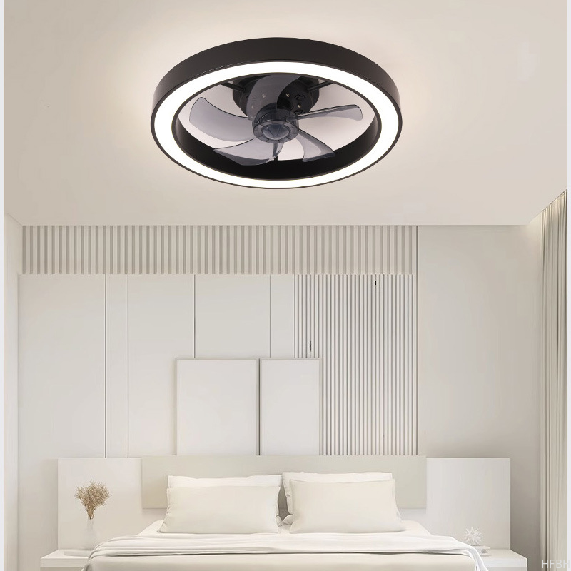 Factory Remote APP Control Smart Low Profile Ceiling Fan Light Flush Mount LED Ceiling Light 6 Wind Speeds New Technology Ceiling Fans