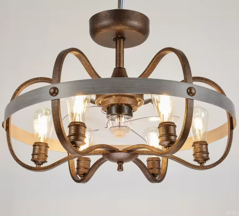 Retro Industry Ceiling Fan Light Modern LED Ceiling Fan With Light Remote Control Fan Lamp