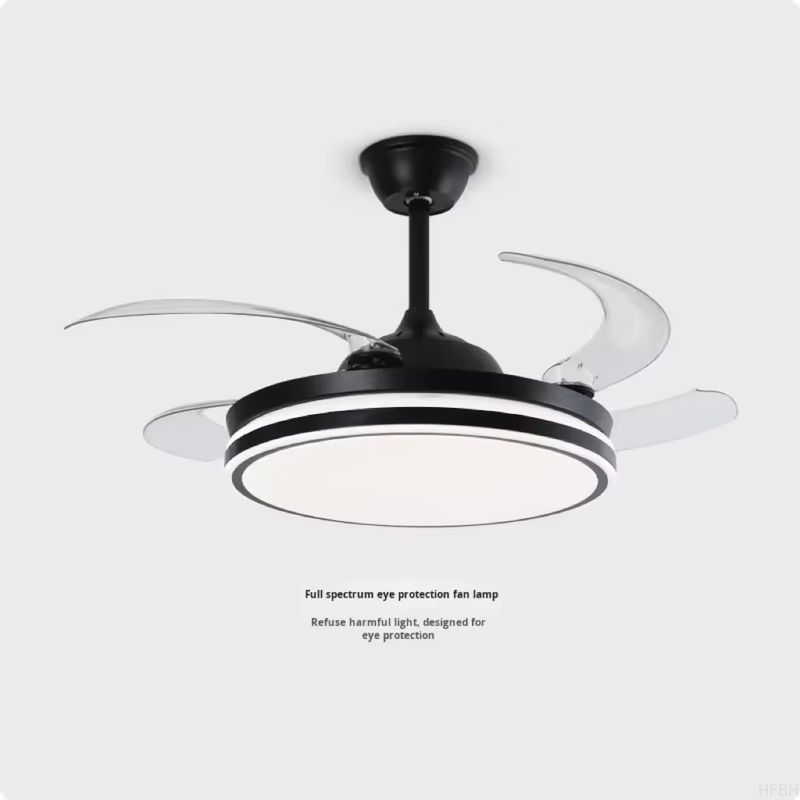 Popular 48inch High Wind Power Silent LED Ceiling Fan Light Variable Frequency Invisible Fan Light For Restaurant