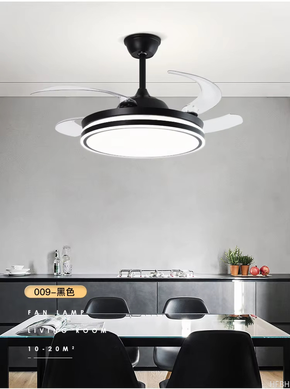 Popular 48inch High Wind Power Silent LED Ceiling Fan Light Variable Frequency Invisible Fan Light For Restaurant
