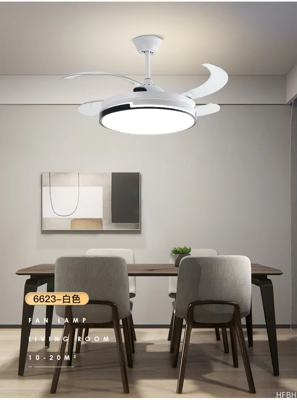 Popular 48inch High Wind Power Silent LED Ceiling Fan Light Variable Frequency Invisible Fan Light For Restaurant